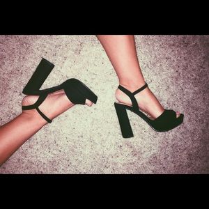 Black chunky heels